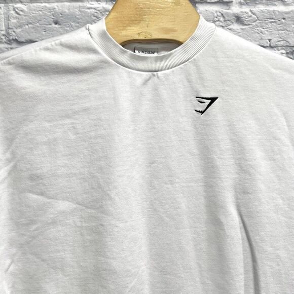 Gymshark Women White Long Sleeve Crew Neck Athletic Sweatshirt Logo Size Small - Picture 1 of 8